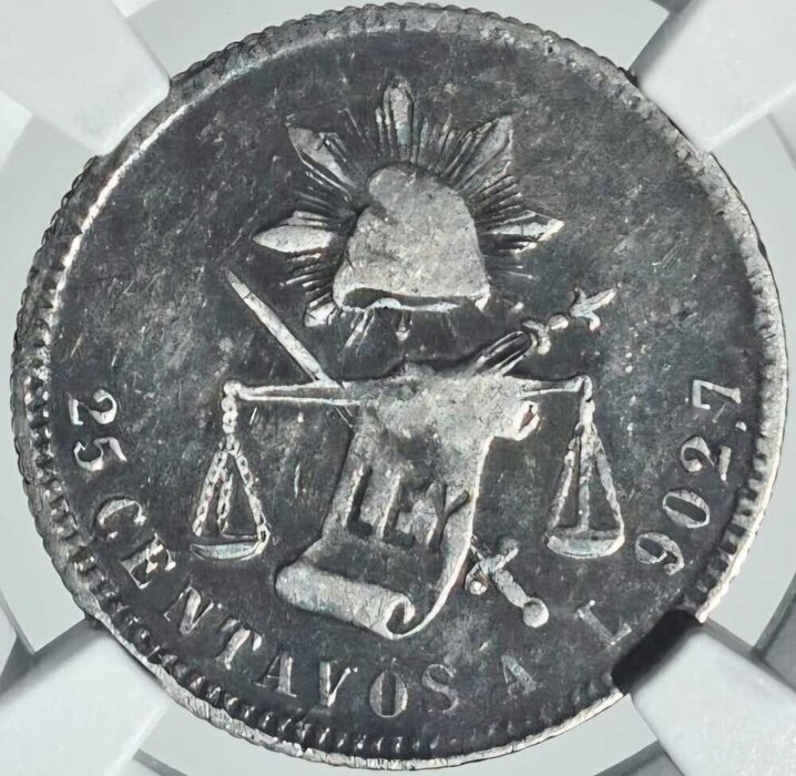 25 CENTAVOS ALAMOS 1885 L